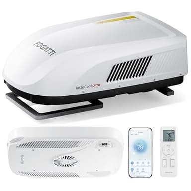 FOGATTI RV Air Conditioner 16K BTU, with Heat Pump and Cooling, with WiFi and Remote Control, Quiet AC, Rooftop AC Unit RV, Non-Ducted, White