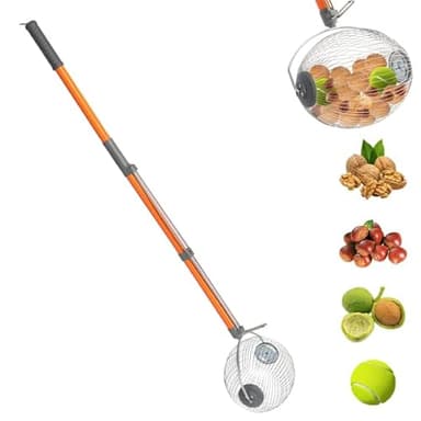 55 Inch Nut Gatherer,Nut Collector and Picker,Adjustable Pole Garden Nut Gatherer,Walnut Picker Upper Roller,Golf Ball Picker,for Pecans, Acorns, Hickory, Nuts, Golf Balls, Sweet Gun Balls (Orange)