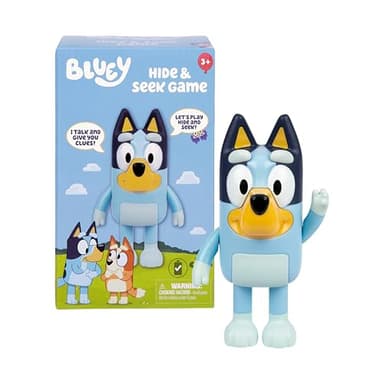 Bluey Game Hide and Seek Figure, Articulated, Musical Kids Figurines with Dance Mode, Interactive Play Toddler Figurine Toys for Ages 3+