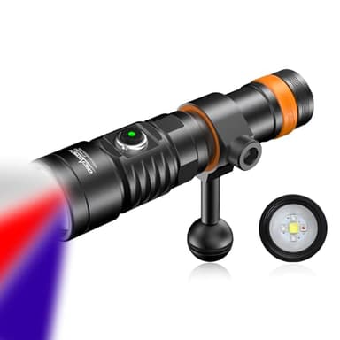 ORCATORCH D710V MK2 2300 Lumens Upgraded Underwater Video Light, White Red Violet Tri-Color, 120-Degree Wide Beam Scuba Flashlight for Dive Photography Fill Light and Fluorescent Night Diving