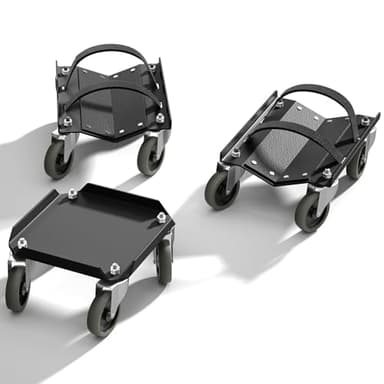 Snowmobile Dolly Sets Heavy Duty V-Slide with 3" PP/TPR Swivel Casters and Rubber Pad Protecting Skis 1500 lbs Capacity(Black)