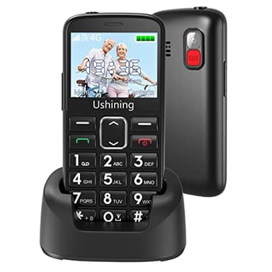USHINING 4G Senior Cell Phone Unlocked SOS Big Button Senior Basic Phone Large Screen High Volume Unlocked Mobile Phone for Elderly with Charging Dock (Black)
