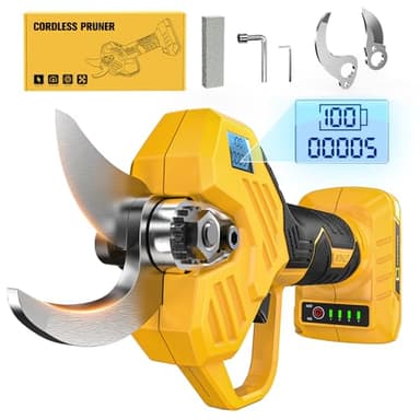 Cerycose Electric Pruning Shears Compatible with DeWalt 20v Battery, 0.8-2 Inch Max Cutting Diameter Electric Pruner with LCD Display & Imported SK7 Steel Blades for Gardening Tree Pruning(No Battery)