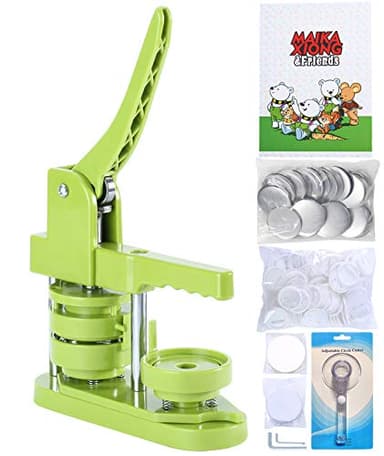 Button Maker Machine 58mm - (3rd Gen) Installation-Free 58mm(2.25in) DIY Pin Badge Button Maker Press Machine Badge Punch Press with Free 100pcs Button Parts&Pictures&Circle Cutter&Magic Book