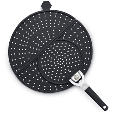 HexClad Grease Splatter Screen for Frying and Searing, Fits HexClad’s 10 and 12-inch Pans, Dishwasher-Safe, Folding Design, Heat-Safe to 480°F, Stay-Cool Locking Handle, Silicone and Stainless Steel
