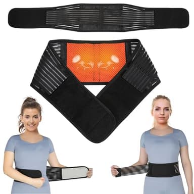 KkaFFe Back Support with Magnet, Tourmaline Magnetic Back Braces for Lower Back Pain Relief, Self Heating & Soothing Waist Band, Lumbar Support Belt for Herniated Disc/Sciatica (Large)