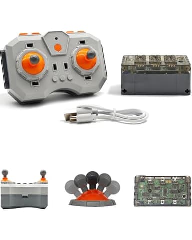 SHINTACRY Power Functions RC Kit, 6-Channel Input Ports Adjust Speed Remote Control & Lithium Battery Box, Both Rechargeable, Programmable, MOC, for Technic Building Block Accessories, Adult