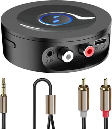 Bluetooth 5.2 Receiver for Home Stereo, RCA & 3.5mm AUX Out Put, Wireless Audio Adapter for Stereo Receiver&Amplifier, Low Latency HiFi Music Streaming