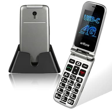 artfone G3 Flip Cell Phone for Seniors,4G Unlocked Mobile Phones with Big Buttons,Speed Dial,SOS Button,Photo Contact,Talking Numbers,1200mAh Battery, Charging Dock
