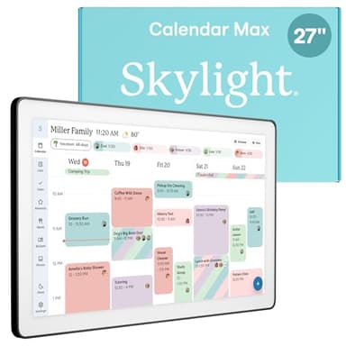 Skylight Calendar Max: 27-Inch Smart Digital Calendar & Chore Chart, Family Organizer with Interactive Touchscreen Display – Wall Mountable in Portrait or Landscape, Classic Black Frame