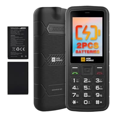 AGM M9 Rugged Feature Cell Phone, 4G Basic Mobile Phone, Waterproof & Drop-Proof, Large Buttons, Large Font, Speed Dial, 3 Card Slots, FM Radio, Flashlight, 2PCS 1000mAh Batteries, for T-Mobile ONLY