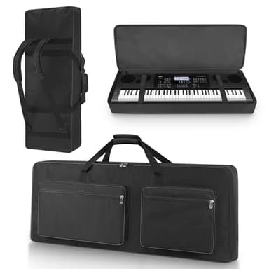 XIDIHF 76 Key Piano Keyboard Case Bag 46.46" x 5.11" x 17.91"，Portable Padded Keyboard Gig Bag with Handles and Adjustable Backpack Straps with 4-Pocket for Keyboard Accessaries (Black)