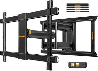 Perlegear TV Wall Mount for 55-65 75 85 90 98 100 120 Inch TVs, Heavy Duty TV Mount Fits 24″/18″/16″Wood Studs, Preassembled Full Motion TV Mount up to 225lbs, Max VESA 900x600mm, PGXLF03B