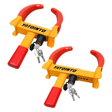 Universal Wheel Lock,2 Pack Heavy Duty Trailer Lock,Security Tire Locks Anti Theft Wheel Lock, Adjustable Max 11.4" for Trailer,Car Boot,Golf Cart,ATV,SUV,RV,Boat,Camper Motorcycle with 6 Keys Alike