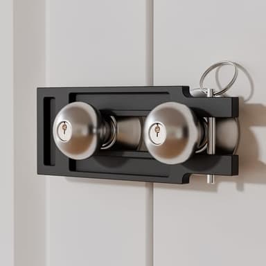 BINOTE French Door Lock for Double Doors, Adjustable Double Door Lock for Home Security Prevent Kick Ins, 3 Pin Slots for Various Knob Width