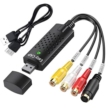 LBSC RCA to USB Video Capture Card – VHS to Digital Converter | Convert VHS,Hi8,VCR to MP4/AVI via USB 2.0 | Record & Save to PC | Supports S-Video & RCA Input | NTSC/PAL/SECAM PC & Laptop Compatible