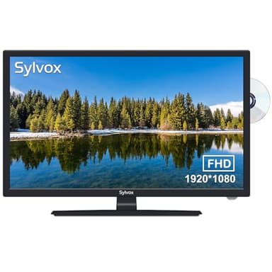 SYLVOX 27 Inch TV 12/24 Volt TV Full HD RV TV,1080P, Built-in Digital Video Disc Player and FM Radio, for Home, RV Camper and Mobile Use, Black