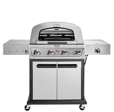 Cuisinart Propel+ 4-Burner 3-in-1 Gas Grill, Stainless Steel Versatile Grill, Griddle & Pizza Oven with Pizza Stone, Convertible to Natural Gas, Side Burner & Integrated Storage, Perfect for BBQs