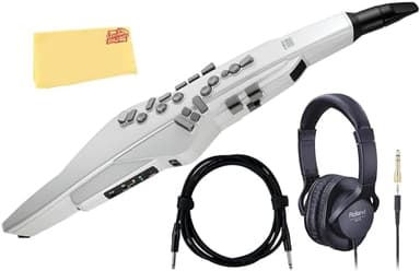Roland AE-20W Aerophone Digital Saxophone Bundle with Headphones, Instrument Cable, and Austin Bazaar Polishing Cloth