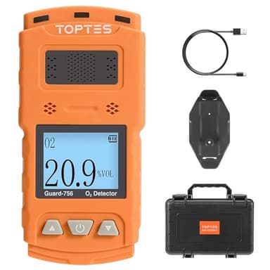 TopTes Guard-756 Upgraded Oxygen Detector, 0-30% VOL, Portable O2 Monitor, 0.5s Fast Response, Rechargeable O2 Gas Detector, with Vibe, Light & Sound Alarms, Dust and Explosion Proof, for Work, Home