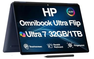 HP Omnibook Ultra Flip (Next Gen Spectre x360) 2-in-1 Laptop 14.0" Touchscreen OLED 3K Display (Intel Ultra 7-258V, 32GB LPDDR5X, 1TB PCIe SSD, Active Pen, Backlit KB, Fingerprint, Win 11 Pro)