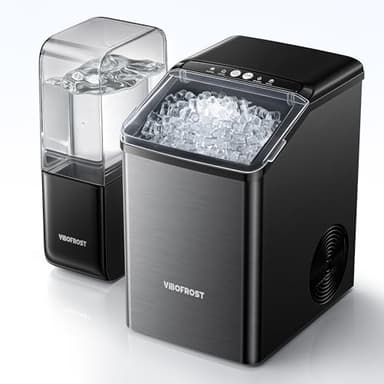 VIBOFROST Nugget Ice Makers Countertop with 1.32 Gallon Tank, 40 lbs/24H, Chewable Sonic Ice, Pellet Ice Machine with Auto Descaling System, Scoop Included, Stainless Steel