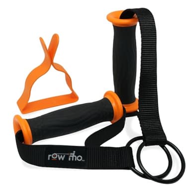 RowMo Grip System for Concept 2 Rowing Machine, Ergonomic Handles with Straps, Black and Orange