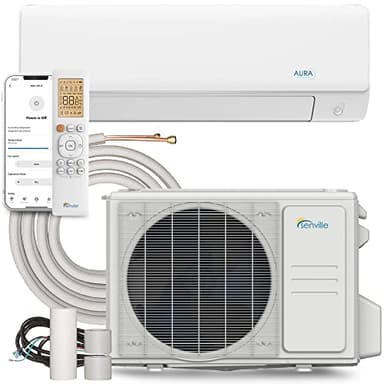 Senville AURA Series Mini Split Air Conditioner Inverter Heat Pump, 18000 BTU, Works with Alexa, Energy Star, White