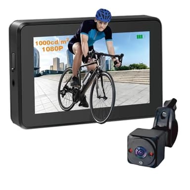Handlebar Bike Mirror, 4.3" HD 1080P Monitor Bicycle Rear View Camera, Night Vision Function, Wide View Angle, Rotatable Bracket Easy Installation Bike Camera for Mountain, E-Bike, Road Bike