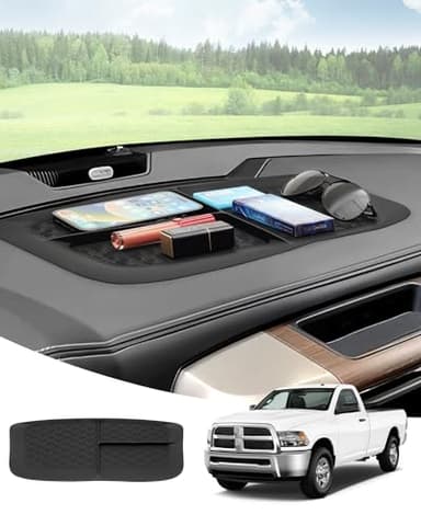 Karltys Ram Dash Mat for 2011-2018 Dodge Ram 1500 2500 3500, Upgraded Silicone Dashboard Mat Liner for Ram 1500 Accessories, Multifunctional Anti Dust Dash Pad for Phones, Keys and More (Black)