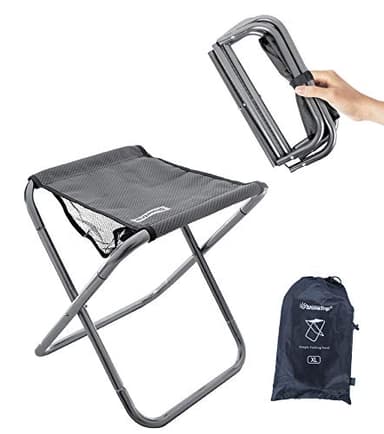 16in Tall Camping Stool, Folding Stool with Carry Bag, Aluminum Alloy Bracket, 1.5lbs Lightweight, Load Capacity to 200lbs, for Travel, Hiking, BBQ, Fishing, Beach