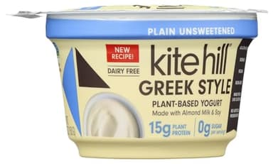 Kite Hill Plant Based Yogurt, Plain Unsweetened Greek Style, 5.29 oz