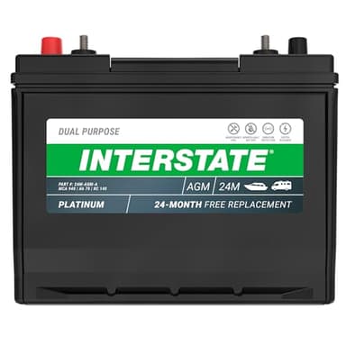 Interstate Batteries Marine/RV Battery 12V 70Ah 750CCA (24M-AGM) Dual Purpose Power Pure Lead AGM RV & Marine Starting Replacement Battery (Group Size 24) Boats, RV's