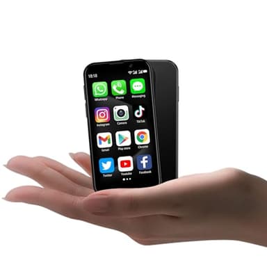 soyes Mini Phone World's Smallest 3.0" HD Touch Screen Mini Smartphone Unlocked Android Compact Mobile Phone for Kids & Students Cell Phone wih Quad-Core Dual SIM Face ID 2GB+16GB Black