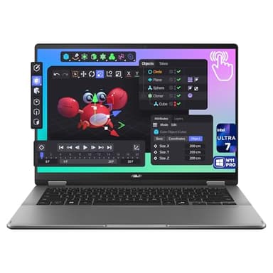 ASUS Vivobook Flip Copilot+ Laptop, Intel Ultra 7-256V, 16 GB LPDDR5x RAM, 2 TB PCIe SSD, 14" WUXGA (1920 x 1200) OLED Touchscreen, Intel Arc Graphics, Backlit Chiclet Keyboard, W11 Pro, Matte Gray