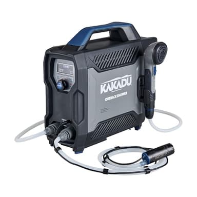 Kakadu Portable Camping Outback Shower, Instant Hot Water for Outdoor Use - Slimline Design, Rechargeable Lithium Battery, Adjustable Shower Head, Slim Pump, Digital Display