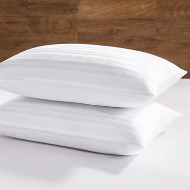 downluxe Goose Feather and Down Pillows - Hotel Collection Feather Pillows Set of 2 for Back, Stomach or Side Sleepers, Queen Size (20"x28")