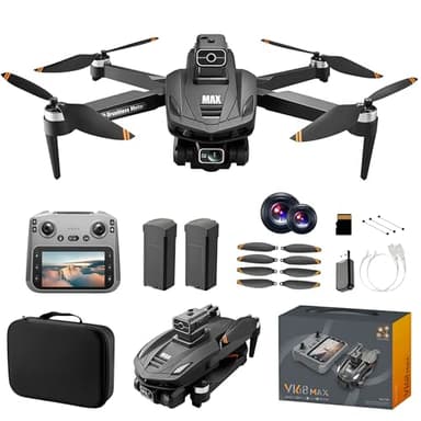 GPS Drone with 4K Dual Cameras & 4.5in Large-Screen Remote - Infrared Obstacle Avoidance, LED Night Lights, Brushless Motors, 2 Rechargeable Batteries, Wi-Fi FPV Real-Time Transmission, Hovering Altitude Hold Mode, GPS Auto Return & Follow Me Mode - Foldable Lightweight RC Quadcopter for Outdoor/Aerial Photography/Vlogging, Suitable for Beginners (Black)