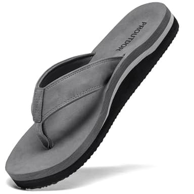 proutdor Men's Wide Flip Flop with Orthotic Arch Support Athletic Slide Thong Sandals for Men Soft Cushion Footbed Cloud Gray 11