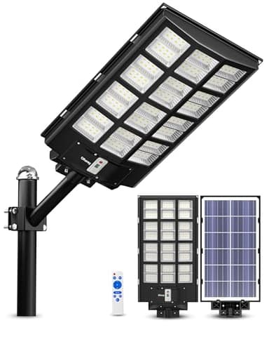 Ofuray Of-5600W Solar Street Lights Outdoor,560000Lm Solar Security Flood Lights Parking Lot Lights Commercial Dusk to Dawn, 6500k Waterproof Led with Remote Control Motion for Street,Court,Barn
