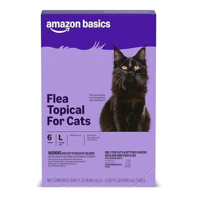 Amazon Basics Topical Flea Treatment for Large Cats (Over 9 pounds), 6 Count, Packaging May Vary