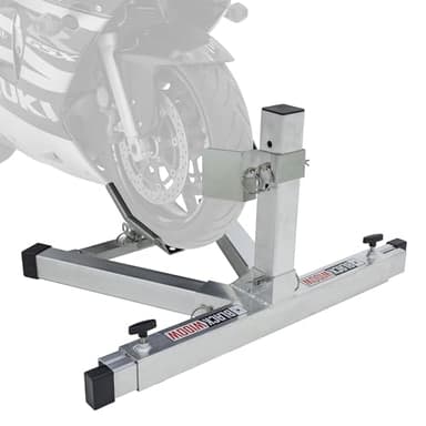 Black Widow Motorcycle Wheel Chock Fully Adjustable Freestanding No Drill Strong Lightweight Aluminum for Truck Trailer Garage Showroom