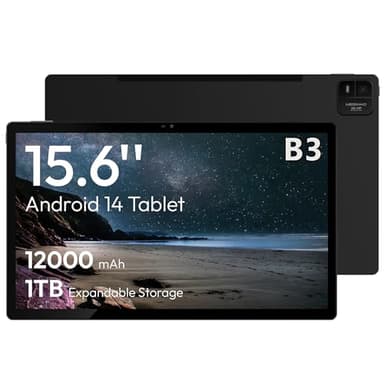 MESWAO 15.6 Inch Android 14 Tablet, 2025 Large Tablet with1080 IPS HD Display Big Screen, 8-Core, 6GB+128GB, Support 1TB TF Card, 12000mAh Long Lasting Battery for Movie/Work-Space Gray