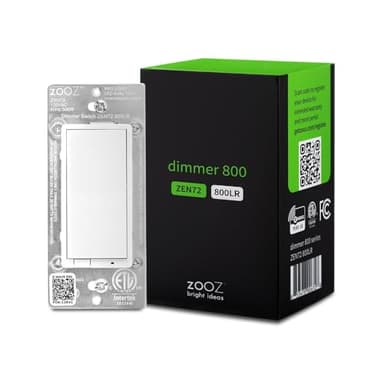 Zooz 800 Series Z-Wave Long Range Dimmer Switch ZEN72 800LR, White | Direct 3-Way (No Add-On Switch Needed) | Z-Wave Hub Required