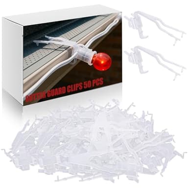 Colingmill Christmas Gutter Clips for Hanging Outdoor Lights Weatherproof Christmas Light Clips for Gutter Guards Mesh Filter Shingles Eaves Ornament Hooks for Xmas Halloween Decor(White,50 Pcs)