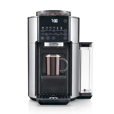 De'Longhi True Brew Drip Coffee Maker, Built in Grinder, Single Serve, 8 oz to 24 oz, Hot or Iced Coffee, Stainless, CAM51025MB