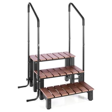 VEVOR Hot Tub Steps with Handrail, 3-Step Spa Outdoor Stairs, Heavy Duty 25.2 inch Wide Above-Ground/Inflatable Pool Step with 550 lbs Weight Capacity, Multi-Use for Porch, Patio, Deck, Trailers