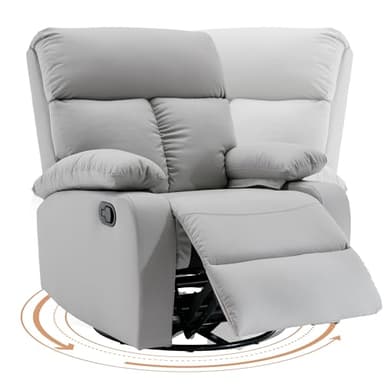 hzlagm Swivel Rocker Recliner, Rocking Recliner Chair, Small Rocker Recliners for Small Spaces, Living Room, Bedroom, Nursery, RV, Light Grey