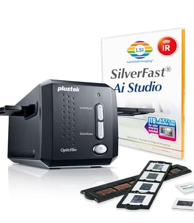 Plustek OpticFilm 8200i AI - 35mm Film & Slides Scanner. IT 8 Calibration Target + SilverFast Ai Studio 9, 7200 dpi Resolution 64Bit HDRi , Mac/PC