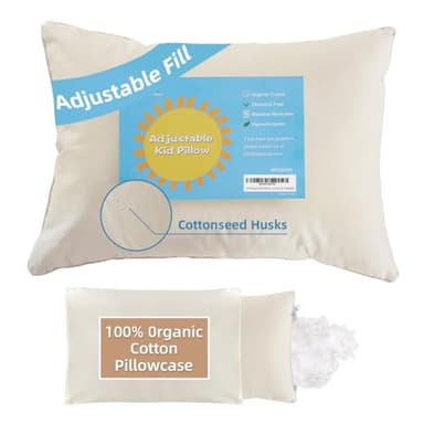 LOFE Organic Pillow with Pillowcase - 20x26 Organic Standard Pillow with 100% Organic Cotton Shell, Adjustable Loft Youth Plilow, Machine Washable, Soft, Perfect for Youth&Adults
